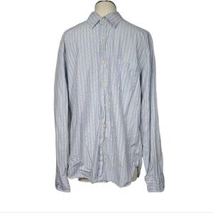 J. Crew 2-Ply Cotton Blue White Yellow Striped Long Sleeve Button Down Shirt L